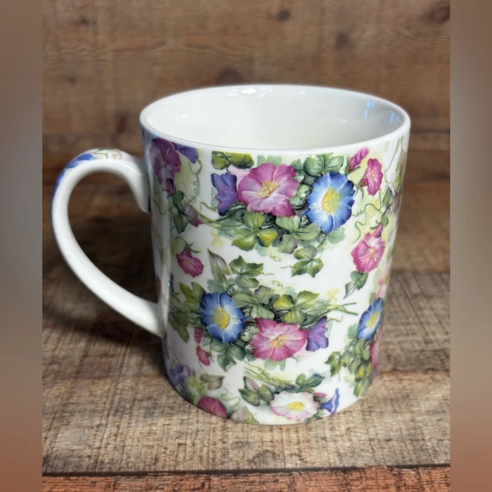 Beautiful Large Floral Ceramic Mug Heron Cross Pottery England Tea Coffee